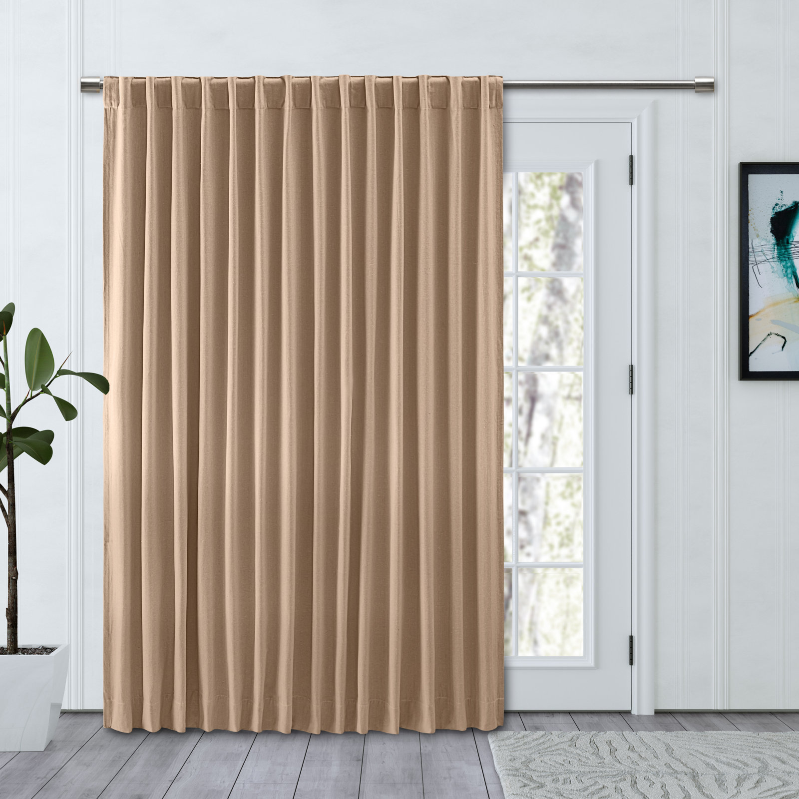 LeeRoy Chevron Room Darkening Curtain Panel, Natural, 48" W x 96" L