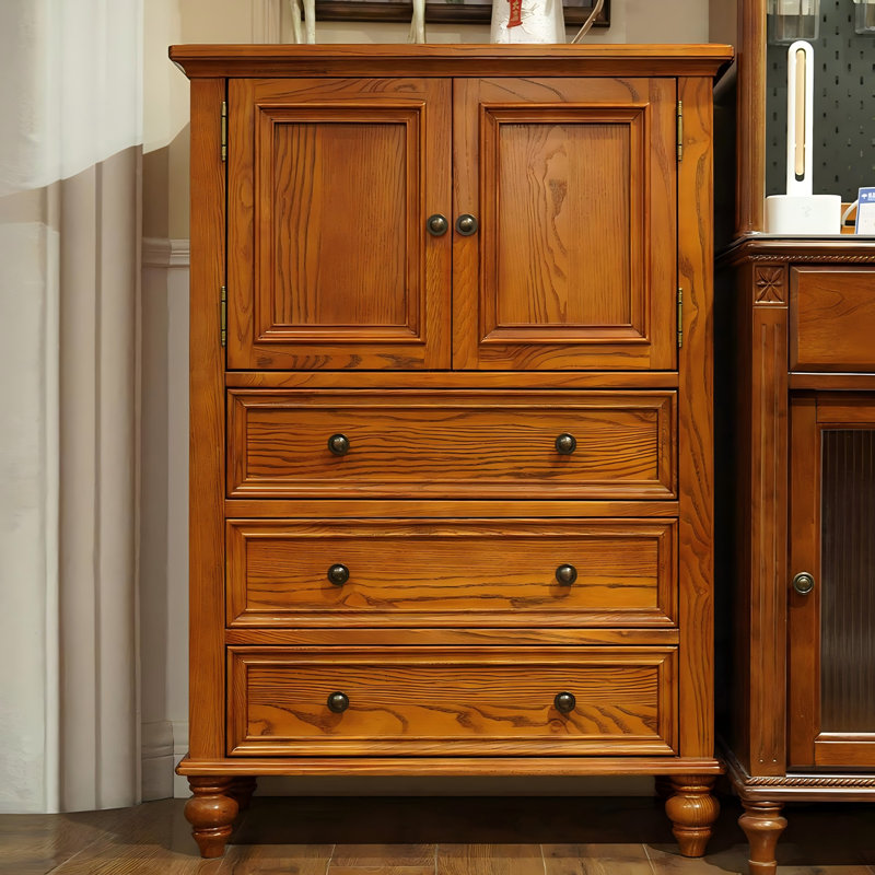 31.5"Simple Browm Solid Wood Four-Drawer Chest