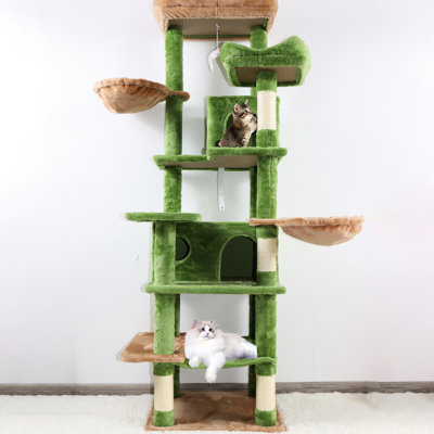 68 Inches 6 - Level Cat Tree With Removable Cushions For Clean And Fresh Space, Scratching Posts Claw Sharpening, Cozy Comfortable Hammocks Cats' Peace, Freestanding Tower, 50 69 Large, Particle