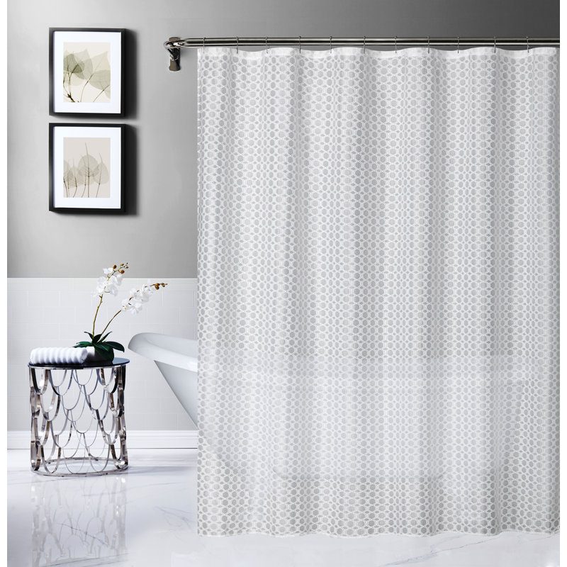 Rideau de douche Parker en chenille rouge, Blanc