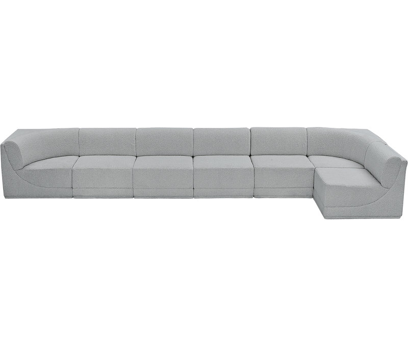 Canapé modulaire rembourré 7 pièces Ollie, Tissu gris bouclé