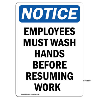 Employees Must Wash Hands Before Sign