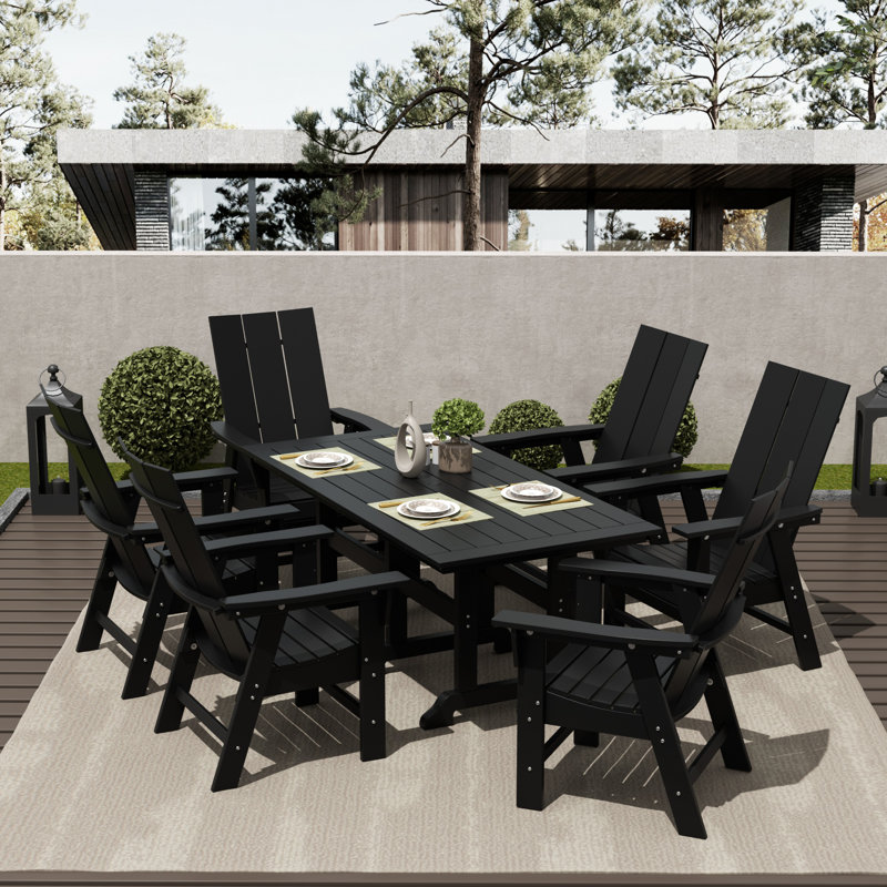 Joubert 6 - Person Patio Dining Set with Rectangular Table, Black