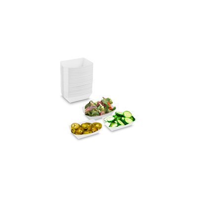 MT Products White Paper Food Trays - 6oz Disposable Nacho Trays