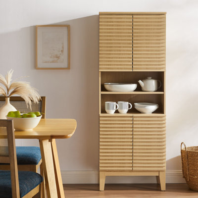 Render Tall Bathroom Storage Cabinet In Walnut