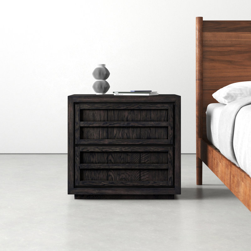 Scotty 27.6'' W Solid Wood Nightstand, Charcoal