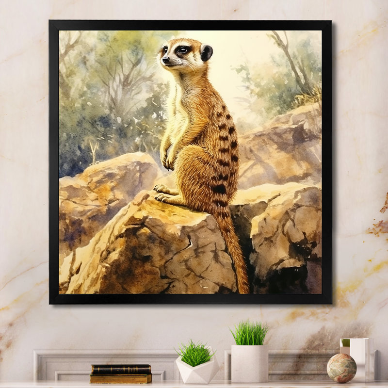 Suricate II, impression sur toile, H 16 po x l 16 po x P 1 po, Cadre simple noir