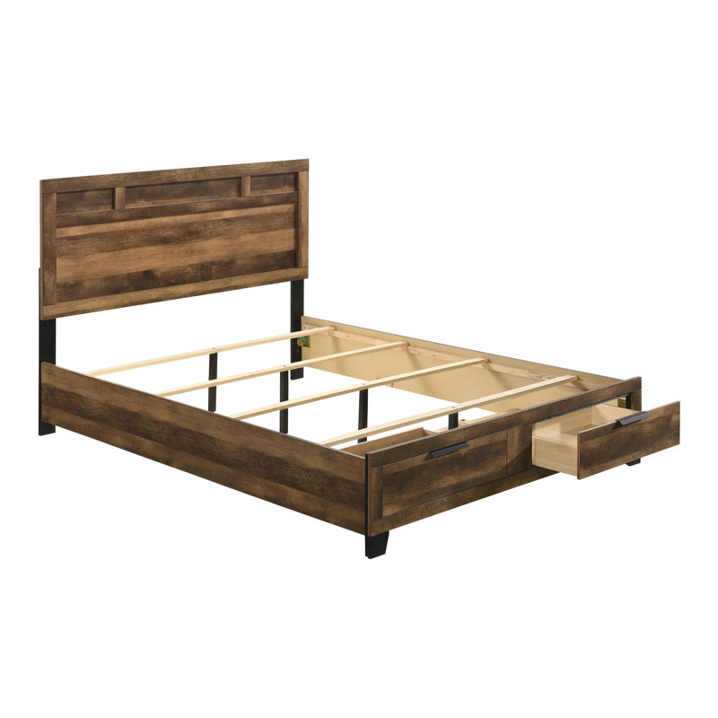 Dandrae Storage Bed in Rustic Oak