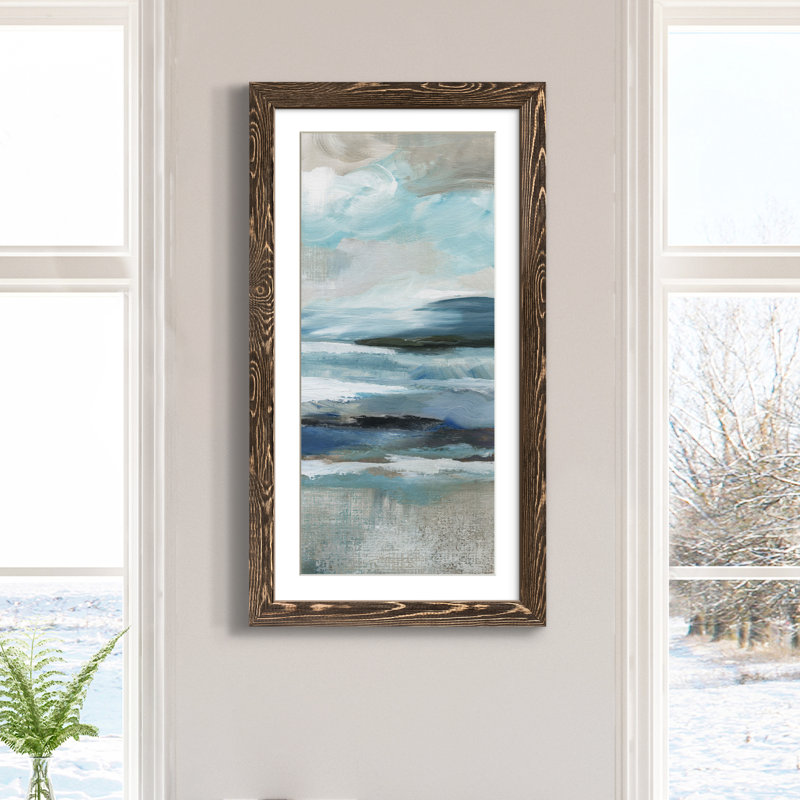 «Distant Drama II», peinture sur toile encadrée, Noyer