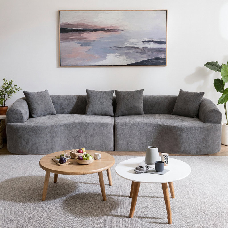 Canapé modulaire courbé sans os de 106 po, canapé modulaire à compression avec éponge et ressort à haute densité, meubles de salon en chenille sans assemblage, canapé-lit mi-doux
