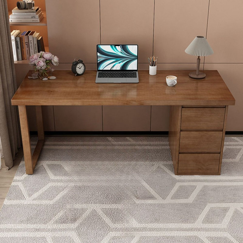 Bureaux rectangulaires en bois massif brun noisette, H 29,53 po x l 62,99 po x P 23,62 po, Retour à droite