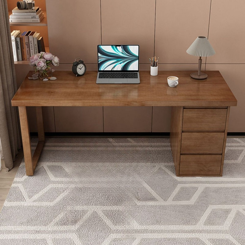 Bureaux rectangulaires en bois massif brun noisette, H 29,53 po x l 55,12 po x P 23,62 po, Retour à droite