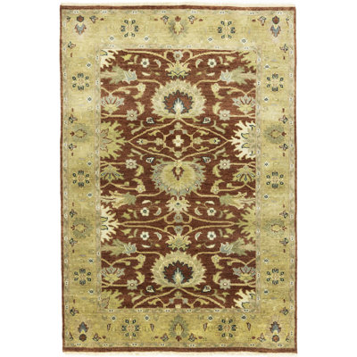 Rust Floral Traditional Handmade Osh Chobi Peshawar Oriental Rug