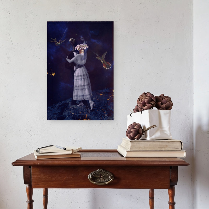 Danser sous les étoiles - Élégante, éthérée et romantique - Colibri, oiseau, paysage floral - Affiche murale