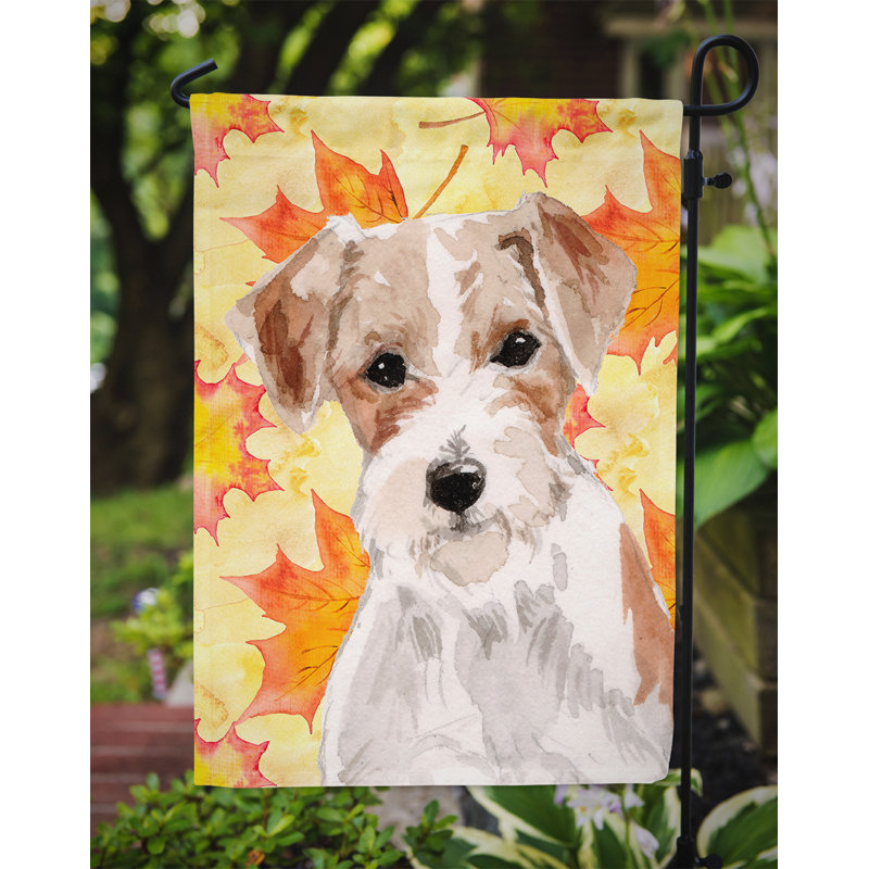 Automne 2 côtés en polyester 15 x 11 po drapeau de jardin, Jack Russell terrier à poil rugueux