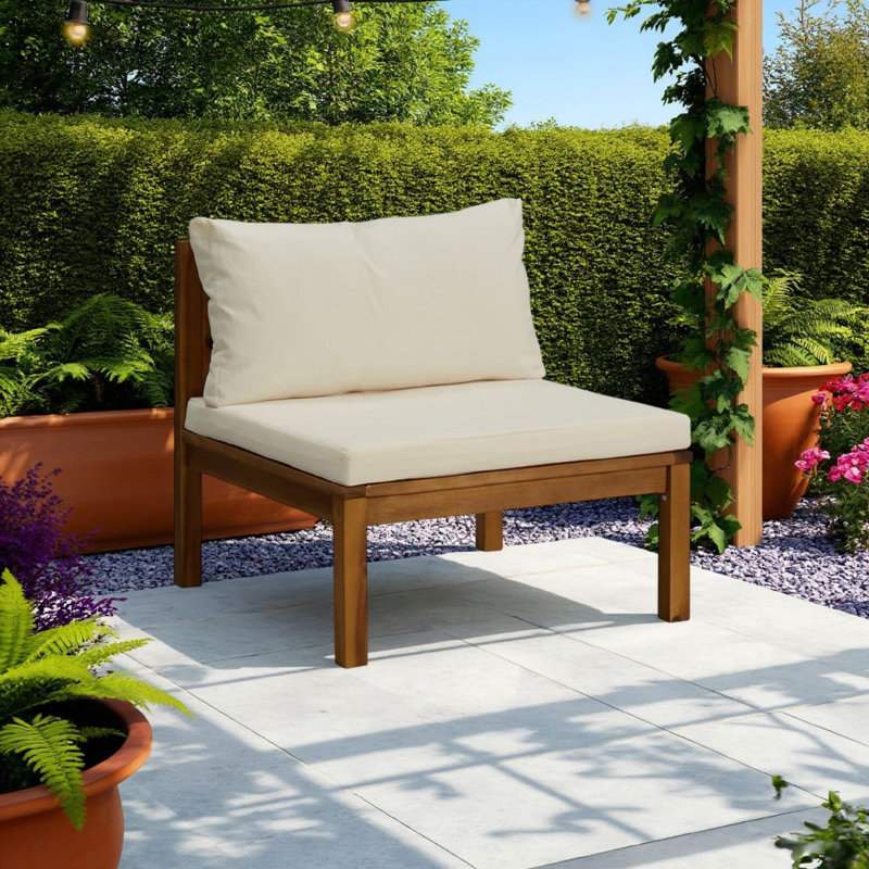 Chaise de patio avec coussins Suriel, Crème / blanc