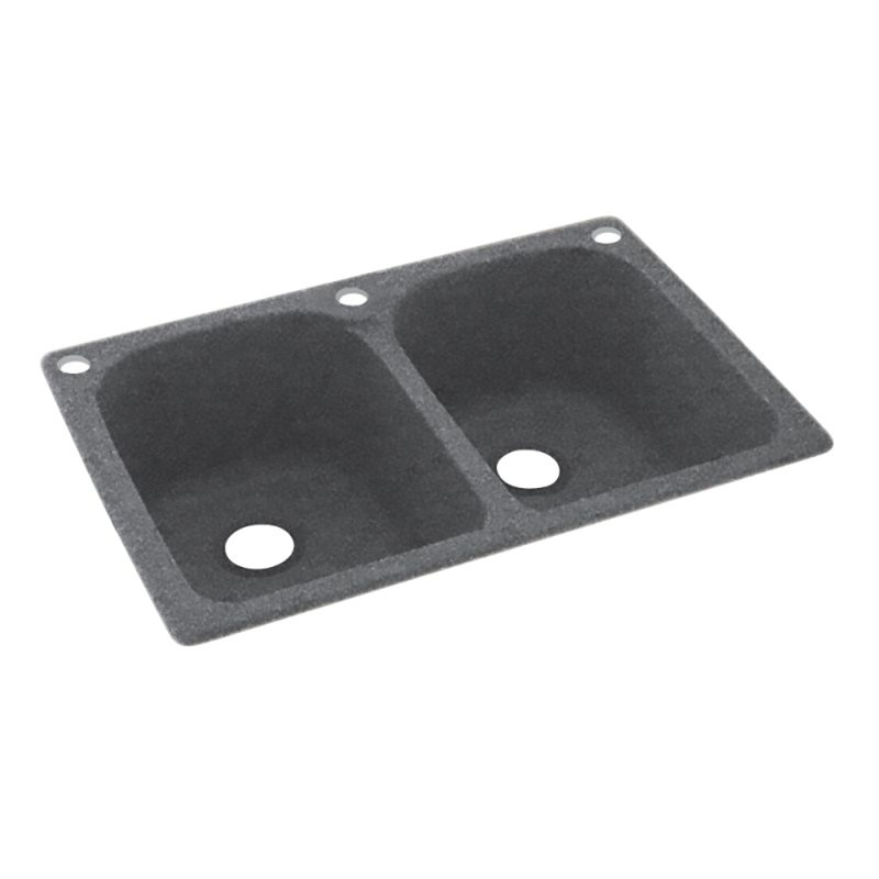 Évier de cuisine à double cuve à montage double L 33 po x l 22 po, 3 trous, Glacier