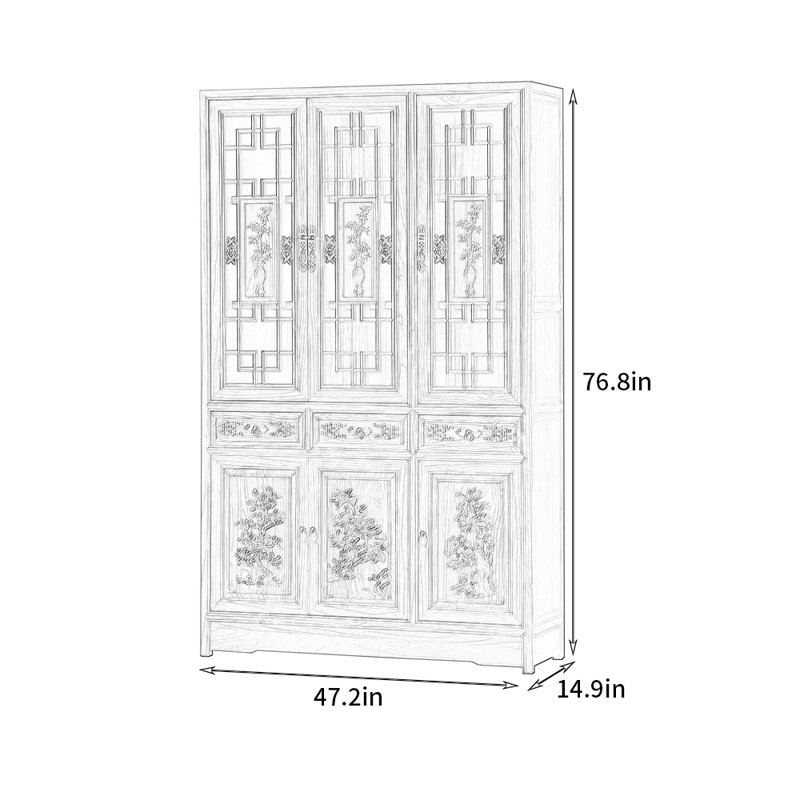 Bibliothèque standard en bois massif H 76,8 po x l 47,2 po Millicent, (3 tablettes) H 76,8 po x l 47,2 po x P 14,9 po