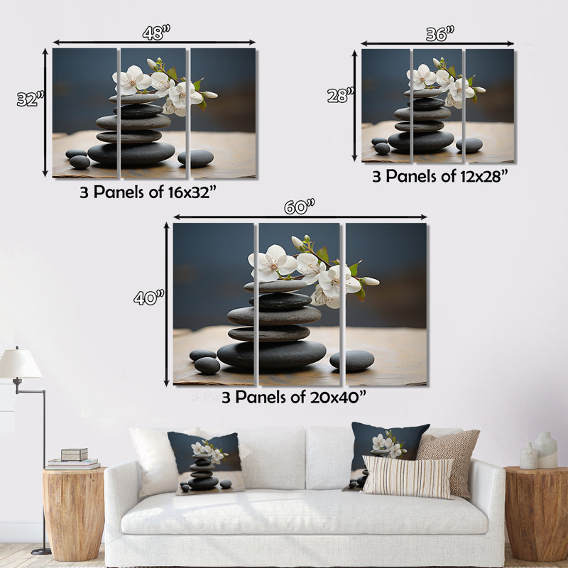 Ensemble de toiles murales zen, H 28 po x l 36 po x P 1 po