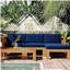 TOPMAX Outdoor Backyard Patio Wood 5-Piece Sectional Sofa Seating Group Set with Cushions, Natural Finish+ Beige Cushions-1090405770