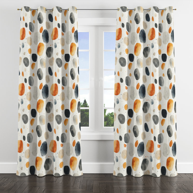 Rideaux Modern - rideaux à œillets en forme de pierre minimaliste noire - 1 panneau, Œillets dorés, L 52 po x L 108 po