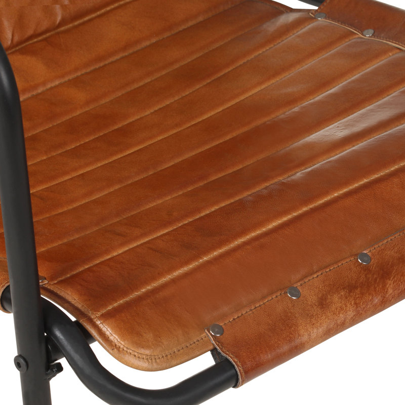 Fauteuil d'appoint avec repose-pieds pour le salon, Cuir véritable brun