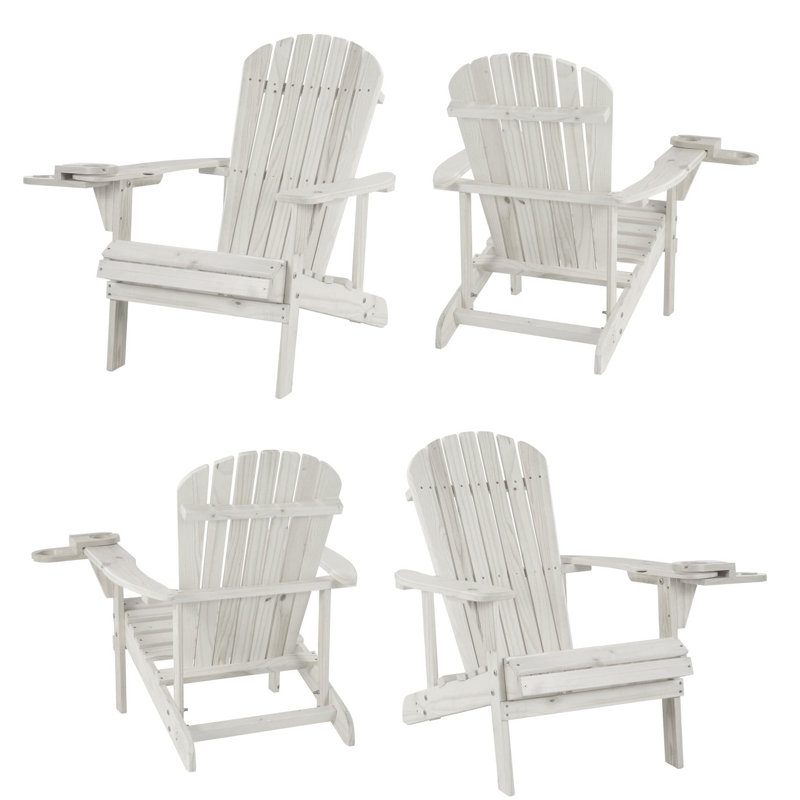 Chaise Adirondack en bois massif Colyn, Blanc