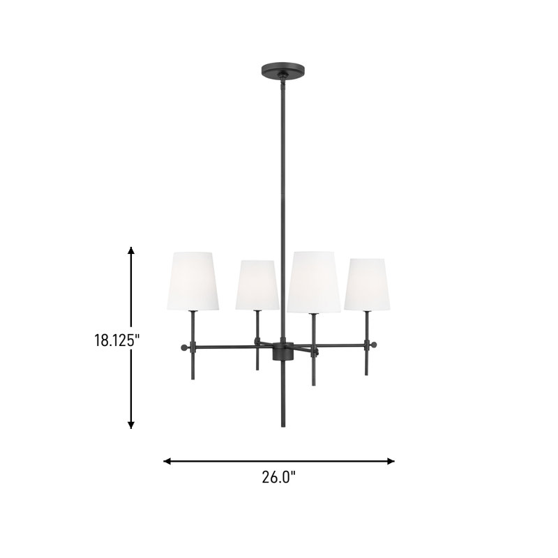 Baker 4 - Light Chandelier, 18.13" H x 26" W x 26" D, No, Midnight Black