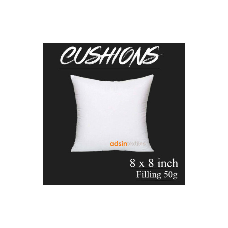 White Square Throw Pillow Insert, 20cm H x 20cm W x 7cm D