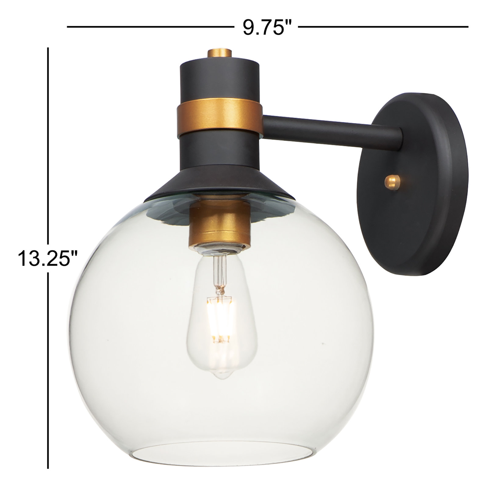 Kaly Single Light Globe Outdoor Wall Light, 13.25" H x 9.75" W x 9.75" D
