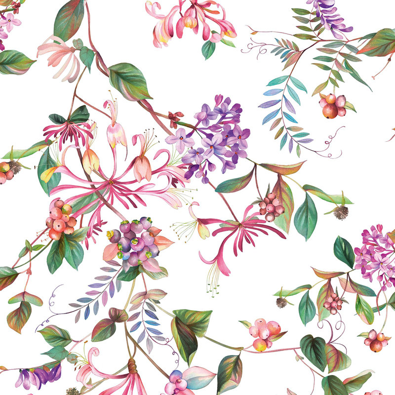 Amogh Collection Summer Floral Bouquet 10.05m x 53cm Wallpaper Roll, Purple
