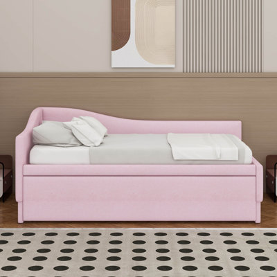 Twin Size Upholstered L-Shaped Upholstered Daybed With Trundle