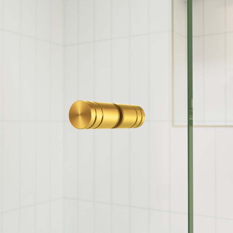 Illume 63.75 in. x 58.25 in. Fully Frameless Hinge Bathtub Door, Satin Brass