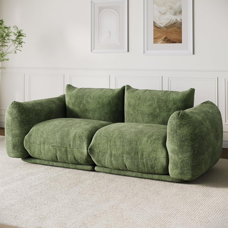 Causeuse avec causeuse, canapé-lit en tissu chenille de 75,2 pouces, siège profond de 23,2 po pour petits espaces, appartement, bureau