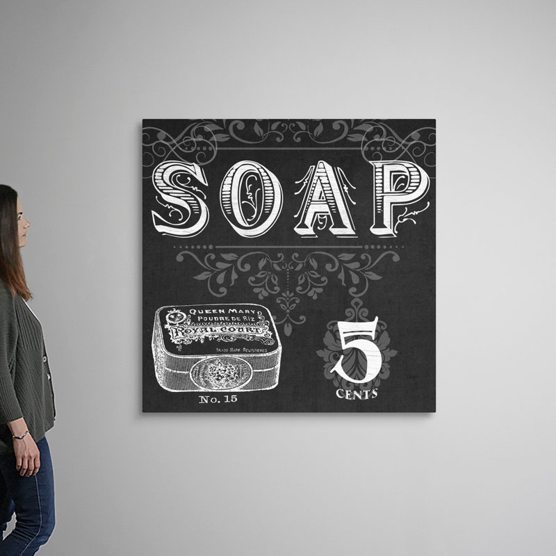 «Chalkboard Bath Signs I», reproduction d'impression sur toile, Toile tendue, H 48 po x l 48 po x P 1,25 po