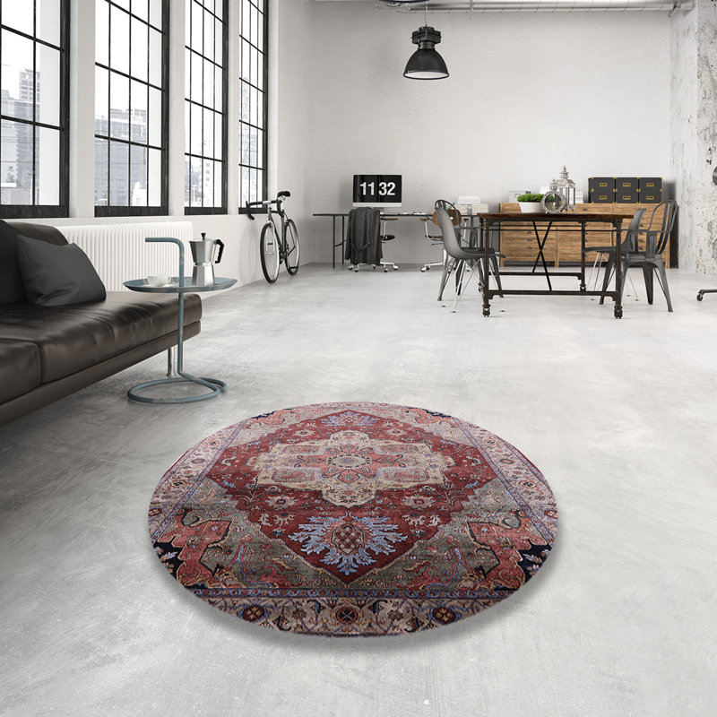 Tapis brun à motif oriental, Rond 4 pi