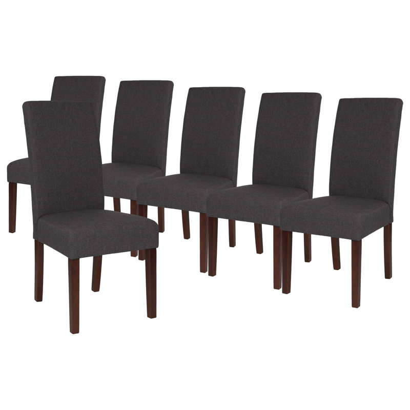 Arruda Upholstered Parsons Chairs-Panel Stitching, Gray