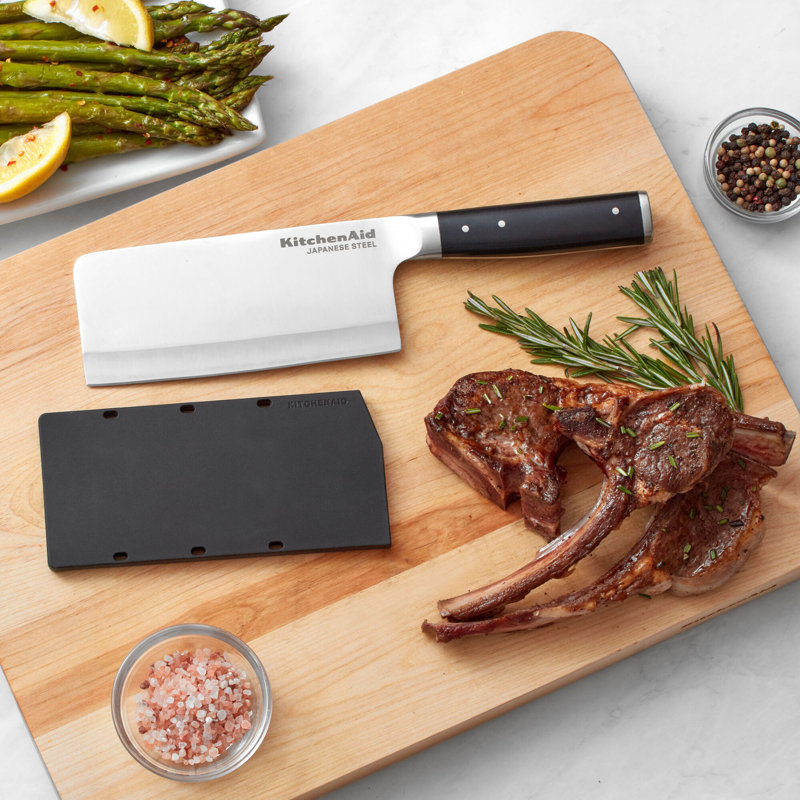 KitchenAid® Gourmet Forged Triple Rivet Cleaver Knife with Custom Fit Blade Cover, 6 inch, Black