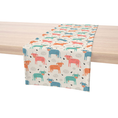 Table Runner, 100% Cotton, 16X108", Happy Cows