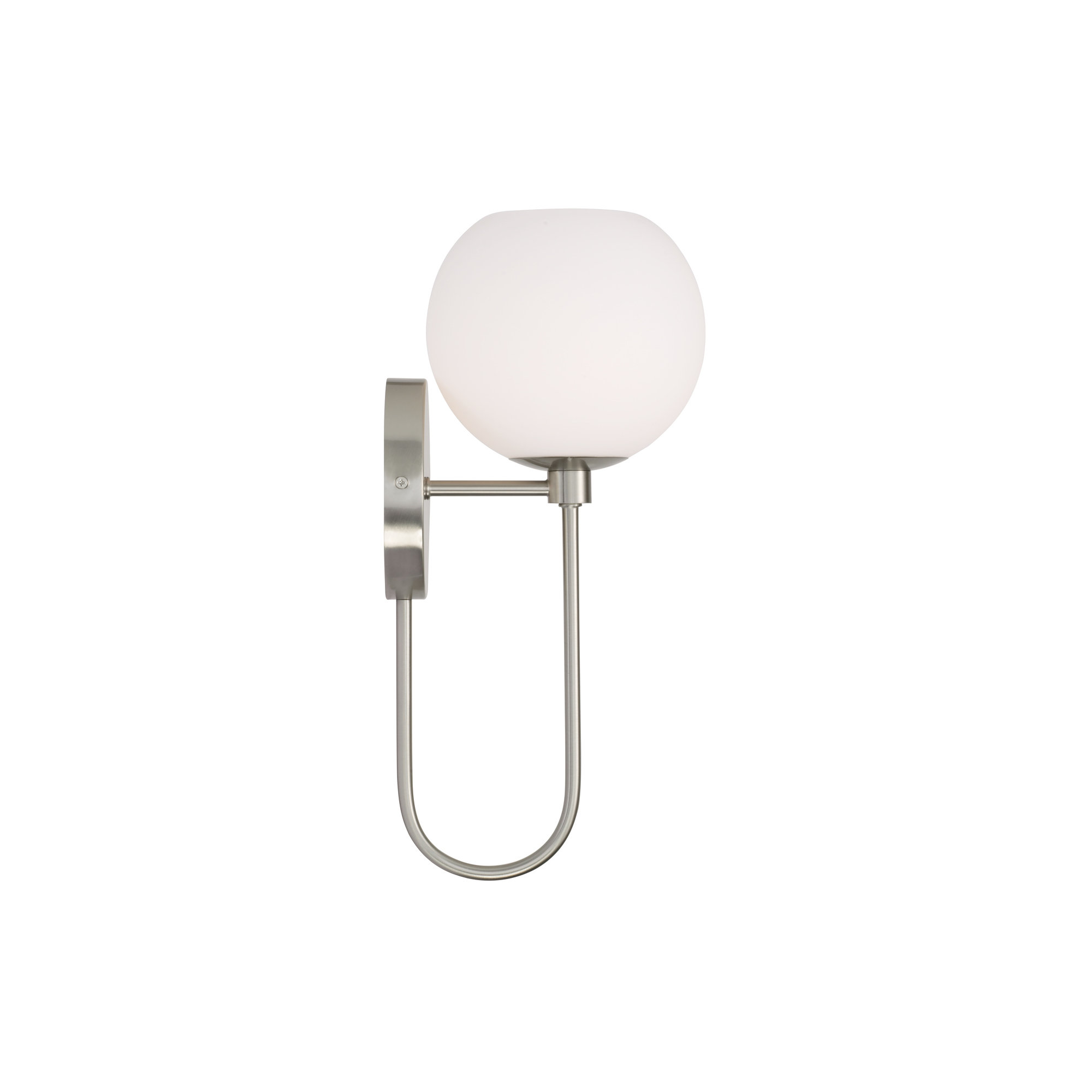 Ansley Single Light Glass Dimmable Armed Sconce, Brushed Nickel