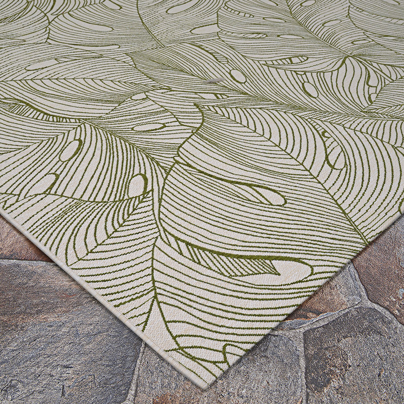 Tapis intérieur / extérieur Castille Cordasia Fern, Rectangle 8 pi 1 po x 11 pi 2 po