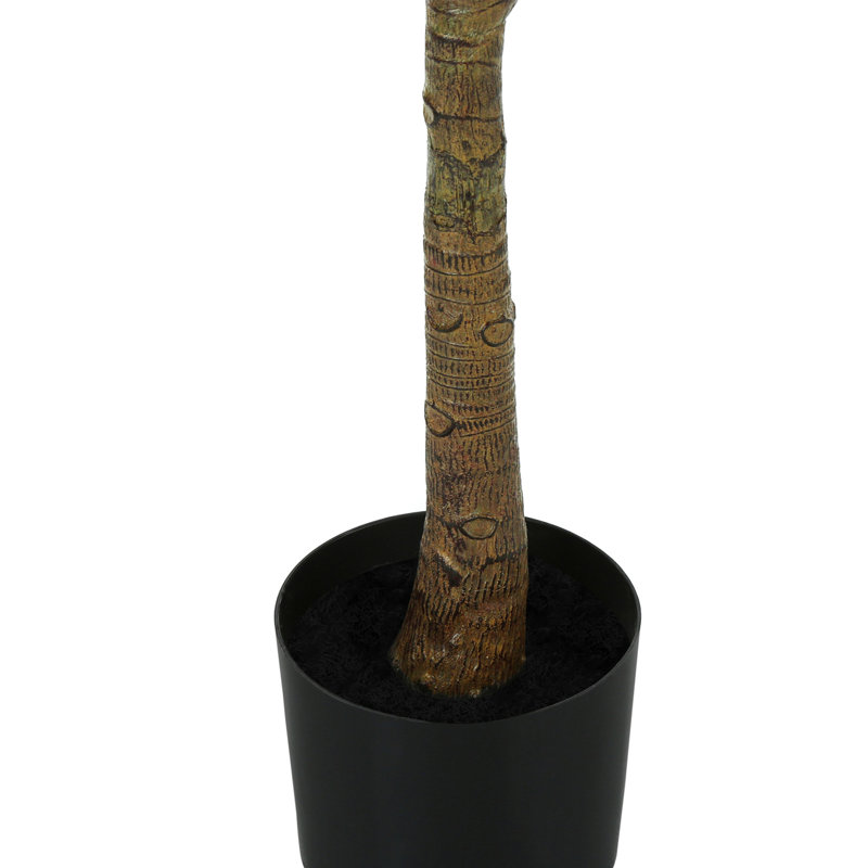 Arbre à feuilles de violon artificiel réaliste de 119 cm de hauteur, en pot noir.