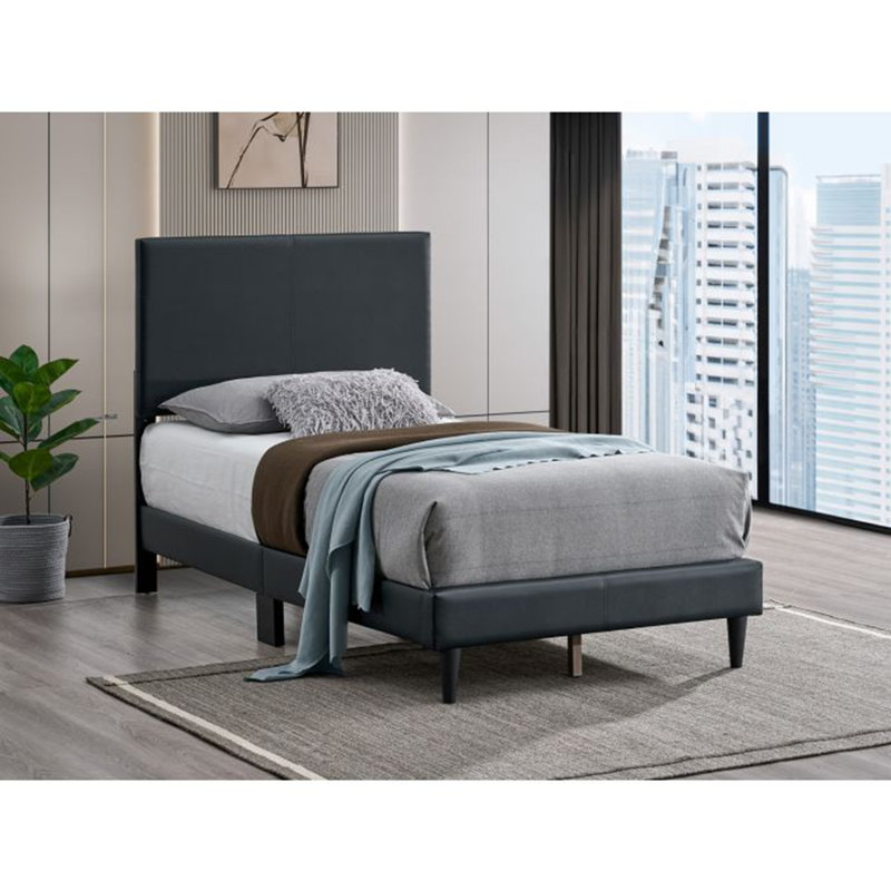Lit simple Baron (matelas non inclus), Simple, Noir