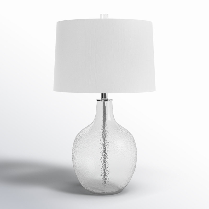 Clear Glass Urn Table Lamp with Drum Shade