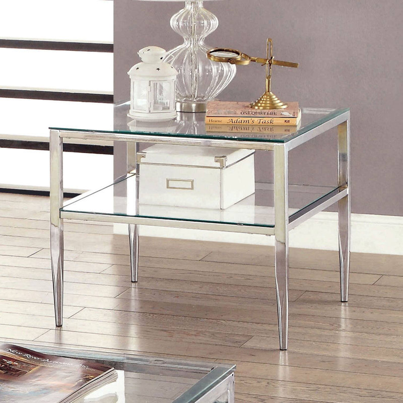 Table de bout contemporaine l 22,4 po, chrome