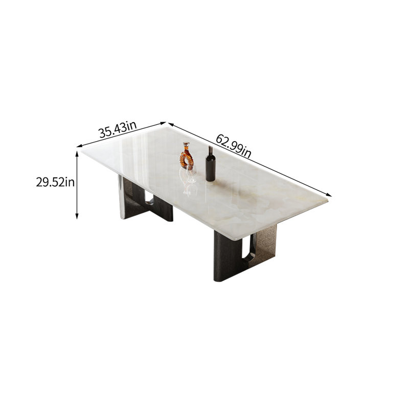 Modern Simple Rectangular Marble Dining Table, 29.52"H x 62.99"L x 35.43"W