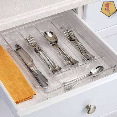 GN109 6 X 15 X 2 Buildup-Resistant Kitchen & Bathroom, Easy-To-Clean  Kitchen Utensil Drawers, Desk Organizer Tray, 6 X 15, Clear Frost_2 x 15.25  x 5.75