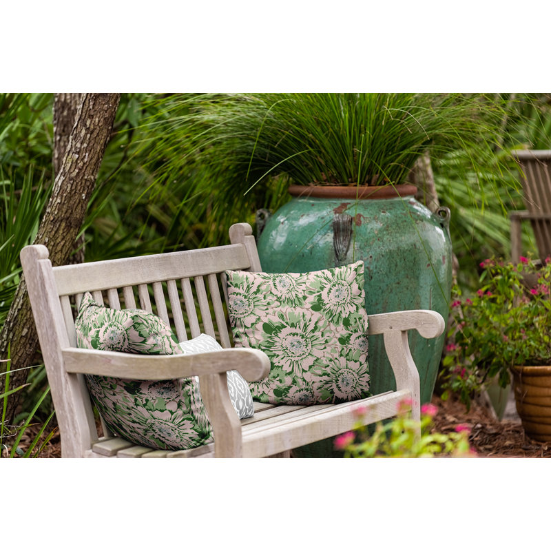 Coussin décoratif floral intérieur / extérieur en polyester, H 20 po x l 20 po, Carré