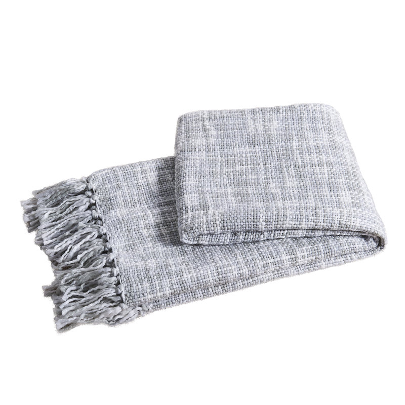 Gray Knitted Reversible Polyester Throw Blanket 50" x 60"