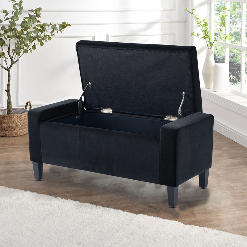 Polyester Upholstered Bench, Black